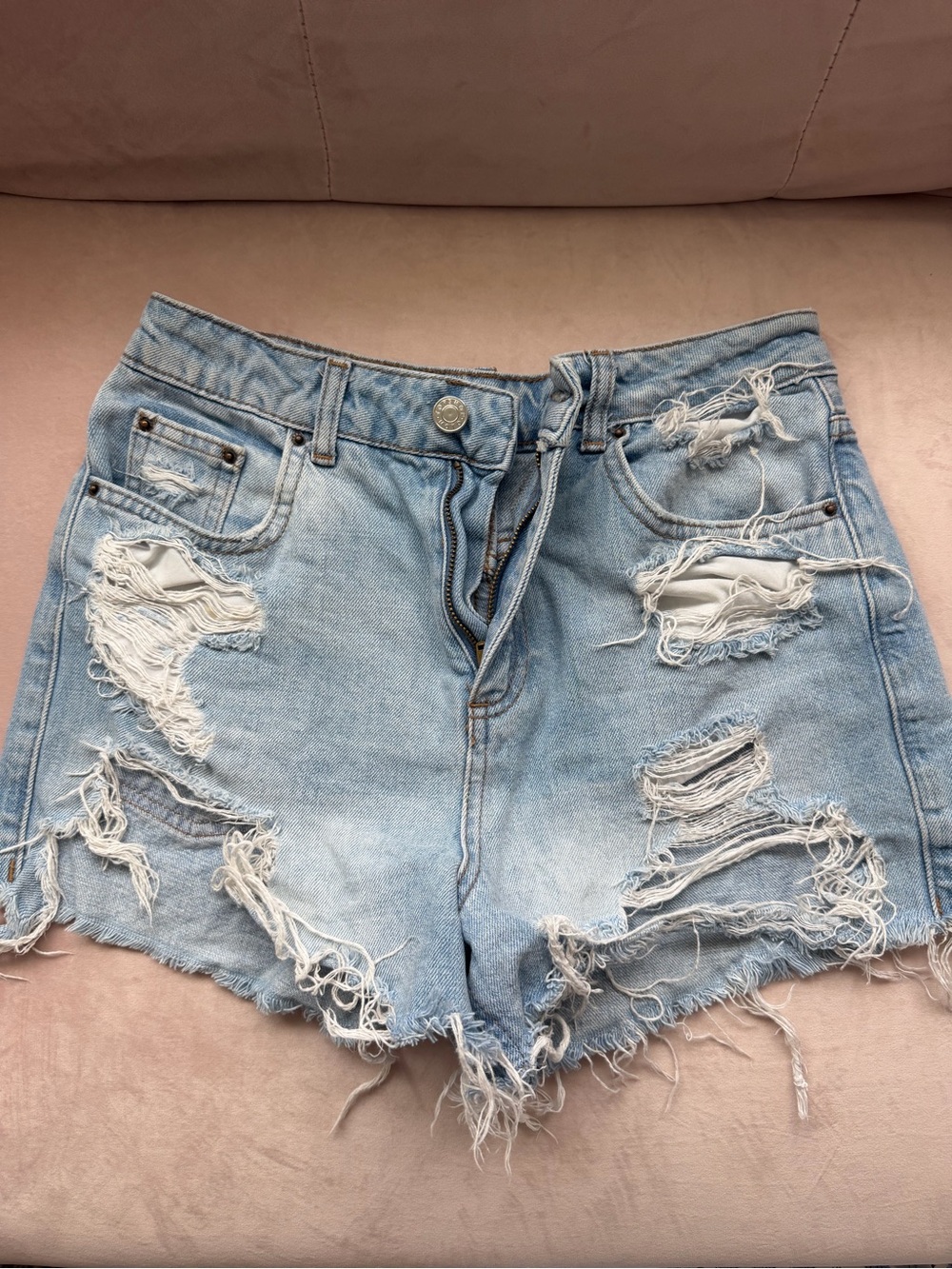 Light Blue Distressed Women's Denim Shorts